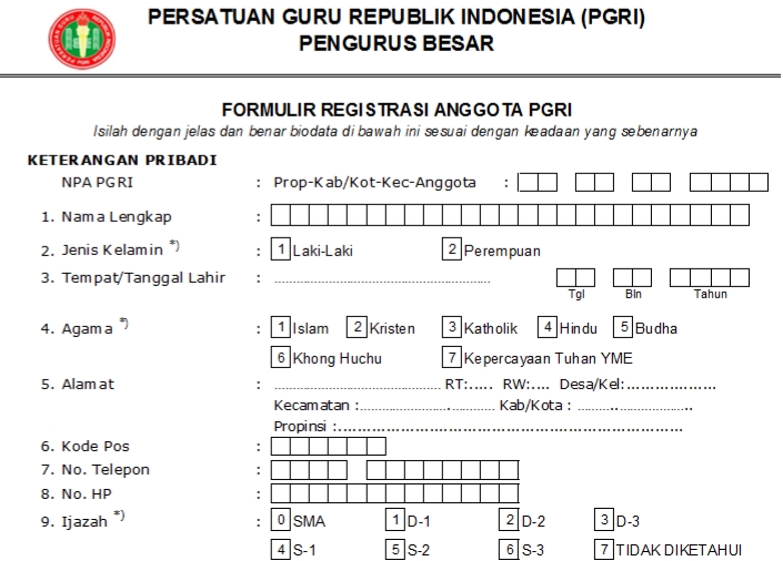 Pendaftaran PGRI Sijunjung - Persatuan Guru Republik Indonesia Cabang Sijunjung
